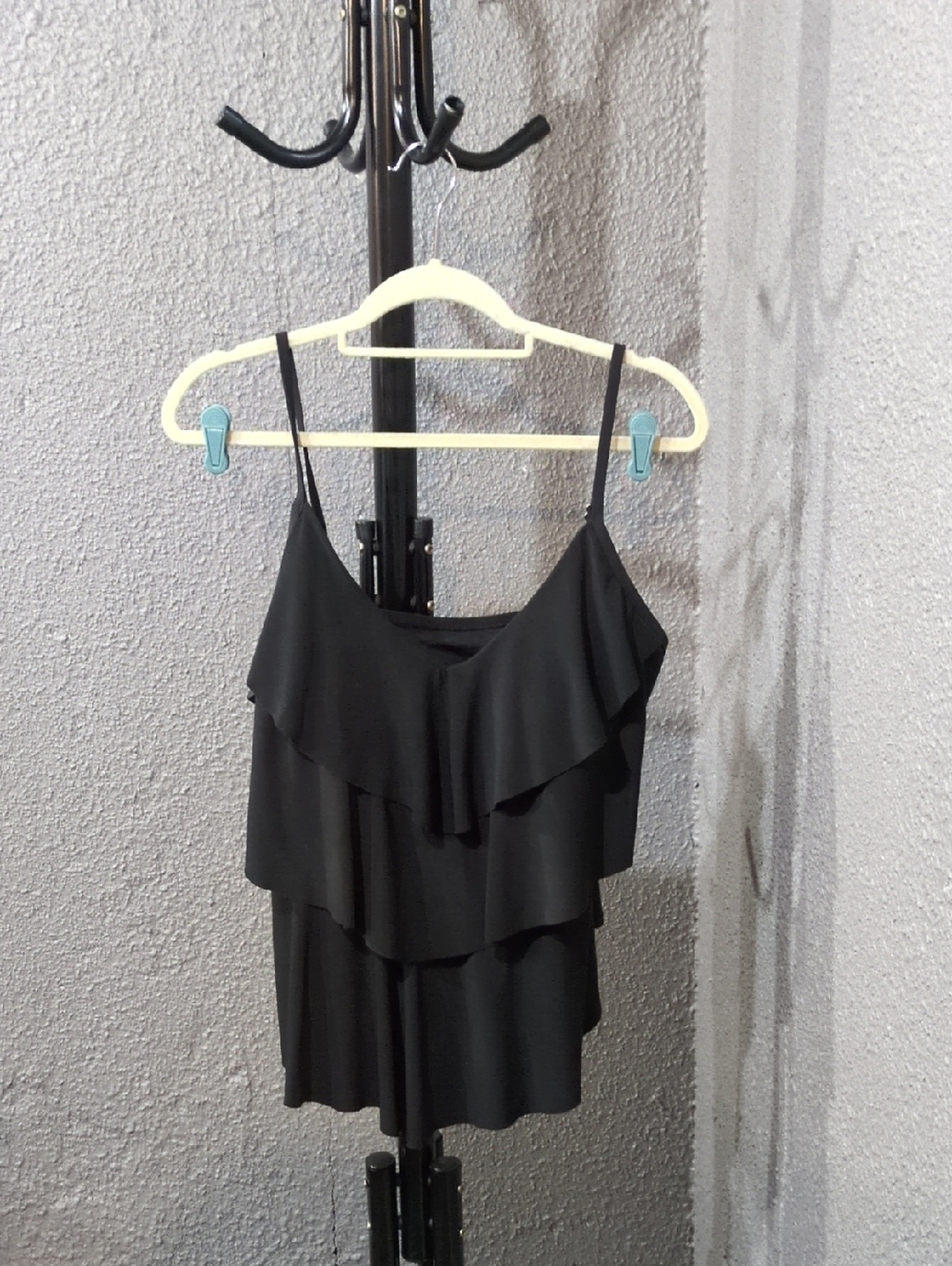 Black Ruffled Tiered Camisole Top - Women's